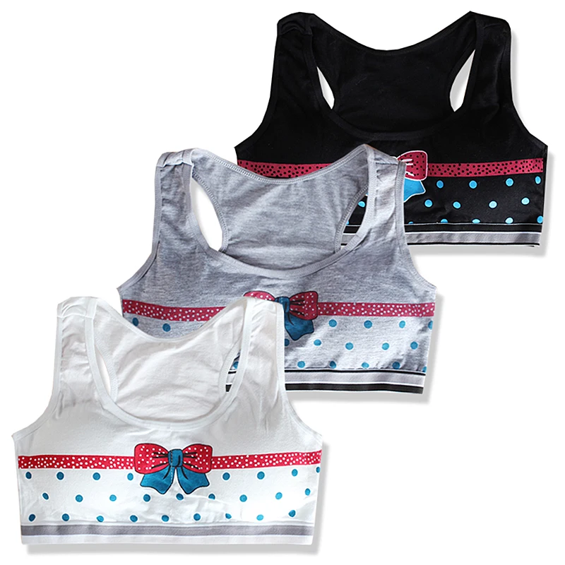 

3pcs/lot bra girl teens Underwear Kids Big Girl's Student cotton vest Teens Teenage Racerback Training Crop Detachable no wire