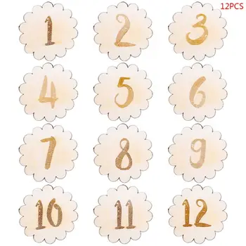 

12 Pcs/set Wooden Baby Memorial Birthday Landmark Card Newborn Photography Props Photo Accessories Shoot Toys for Infants