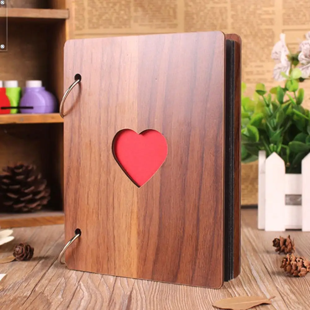 6inch Heart Pattern Wooden Photo Album Loose-leaf Baby Growth Memory Record Book Accessories | Мать и