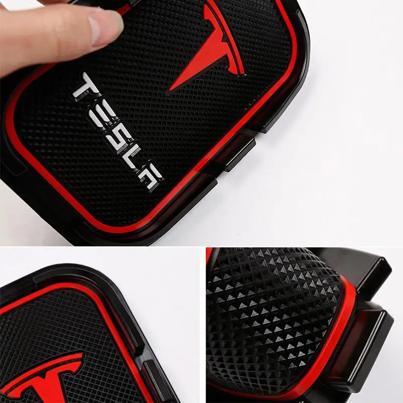 Для Tesla модель 3 S X Автомобильный Противоскользящий коврик липкий коврик с логотипом приборной панели Противоскользящий коврик для телефона ключ gps Держатель Аксессуары 1 шт - Название цвета: Red 1pc