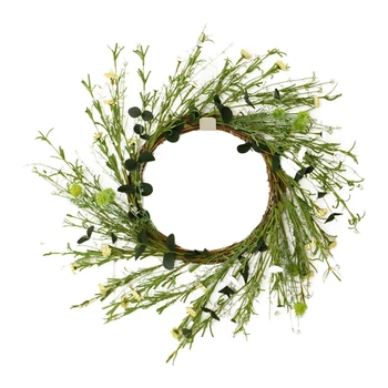 

Green PE Daisy Sunflower Wreath Primitive Cottage Chic Rustic Decor Wreath