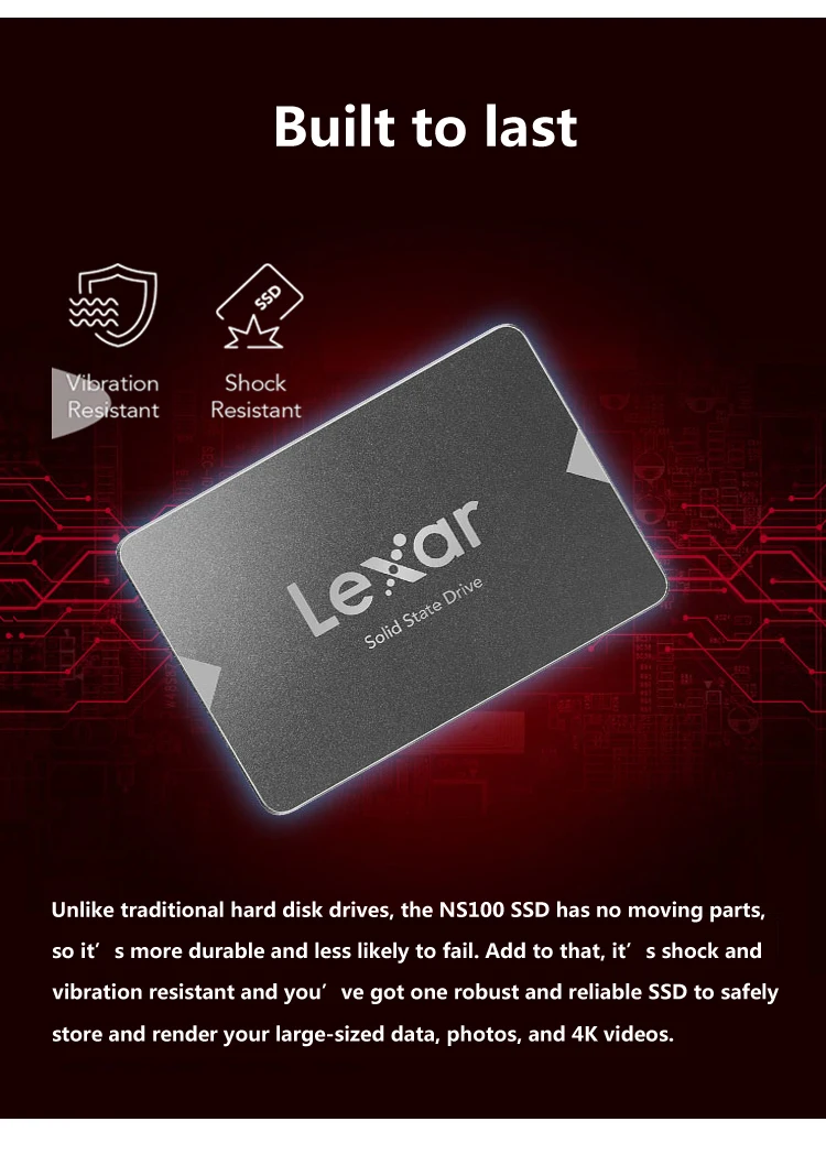 Lexar NS100 SSD 128 ГБ 256 ГБ SATA 3 2,5 дюймов Внутренний твердотельный накопитель 6 ГБ/сек. жесткий диск SSD для Тетрадь ПК