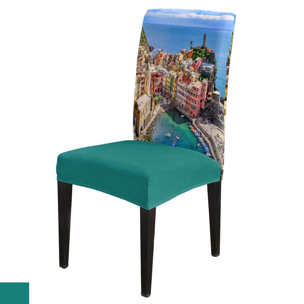 Modern Dining Chair Cover Italy Fishing Village Sea House Landscape Covers Home Table Chairs for Kitchen Tablecloth | Дом и сад