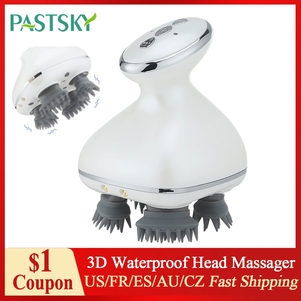 Electric Head Massager Wireless Scalp Massager Waterproof Body Massage Health Care Shoulder Neck Deep Tissue Kneading Massage