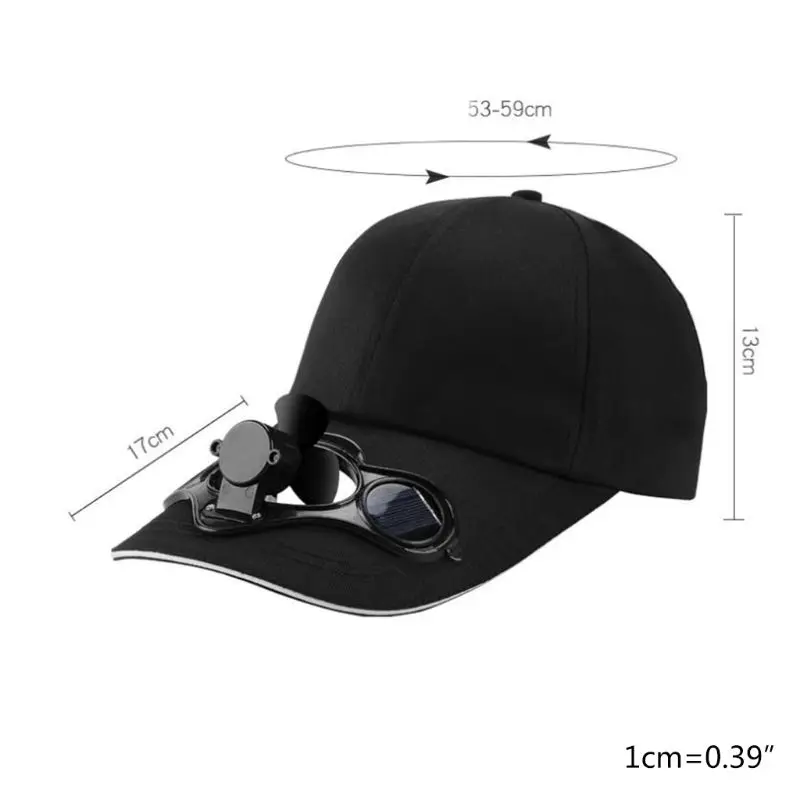 Summer Solar Panel Powered Cooling Fan Baseball Cap Outdoor Peaked Sun Visor Hat 6