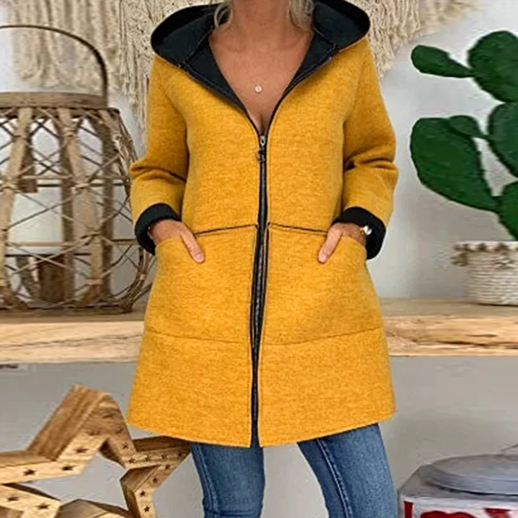 

Women Causal Coat 2019 New Spring Autumn Women's Overcoat Female Hooded Coat Zipper Outwear Jacket Casaco Feminino#G30