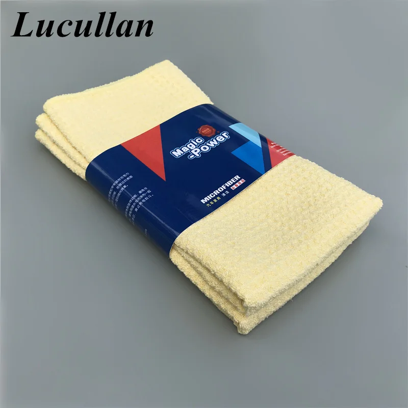 Lucullan Magic Мощность супер поглощающей Вафельная Ткань 30X40 см 380GSM микрофибровое полотенце для Стекло Краски и интерьера - Цвет: 2PCS Yellow