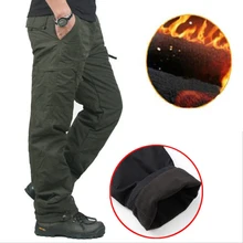 Зимние теплые мужские толстые штаны двухслойные военные армейские тактические хлопковые брюки для мужчин одежда брюки размера плюс