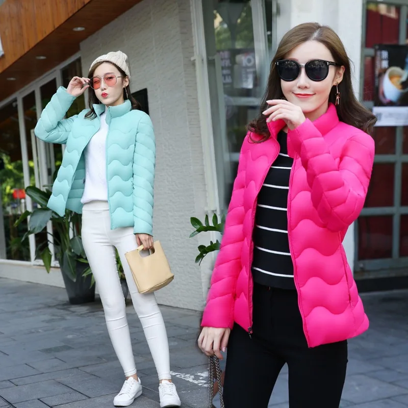 

2018 New Style Slim Fit Slimming Cotton-padded Clothes Women's Short Large Size Fashion Slim Stand Collar Small Cotton-Padded Ja