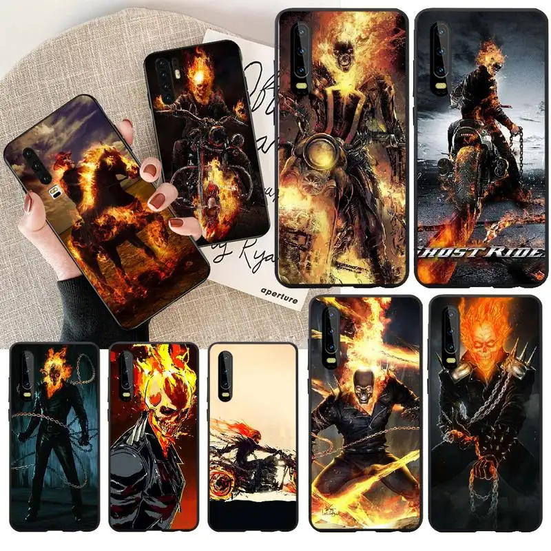 Мягкий силиконовый черный чехол для телефона PENGHUWAN Ghost Rider Huawei Y5 Y6 Y7 Y9 Prime 2019 Enjoy 7 8 9