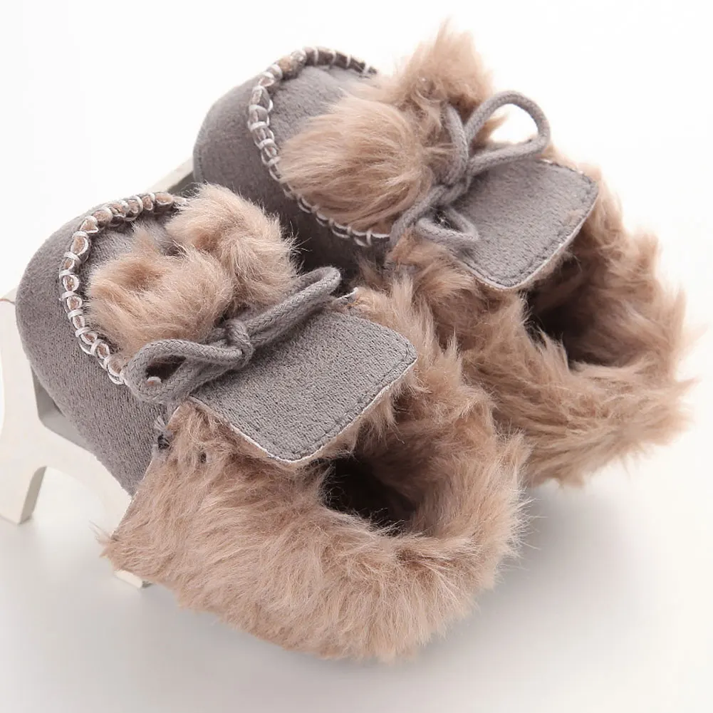 Brand Fashion Solid Children Ankle Snow Boots Christmas Gift Winter Baby Pom Pom Fur Boots Boys Girls Warm Shoes Plus Cotton