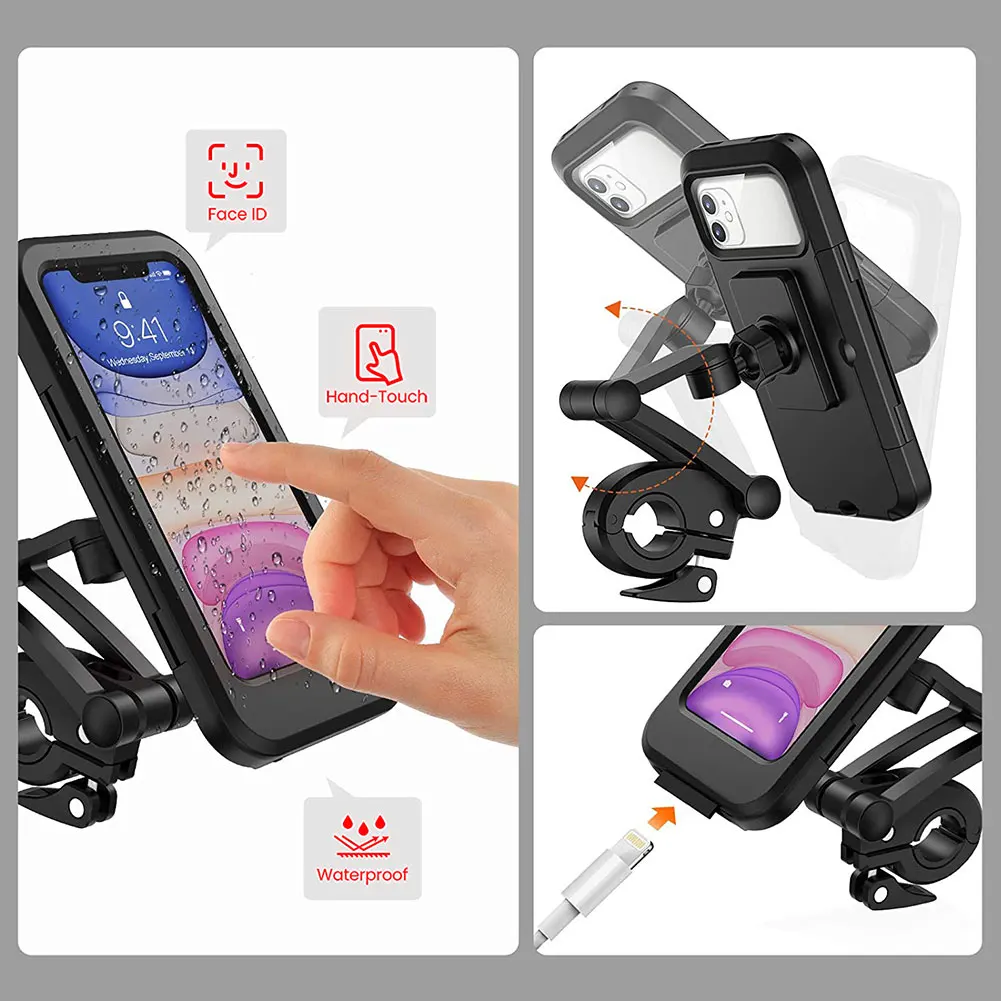 Support Téléphone Vélo étanche Universel - Pour Guidon, Téléphones 5,5 à 6,7 Pouces - Rotation 360°, Protection Pluie