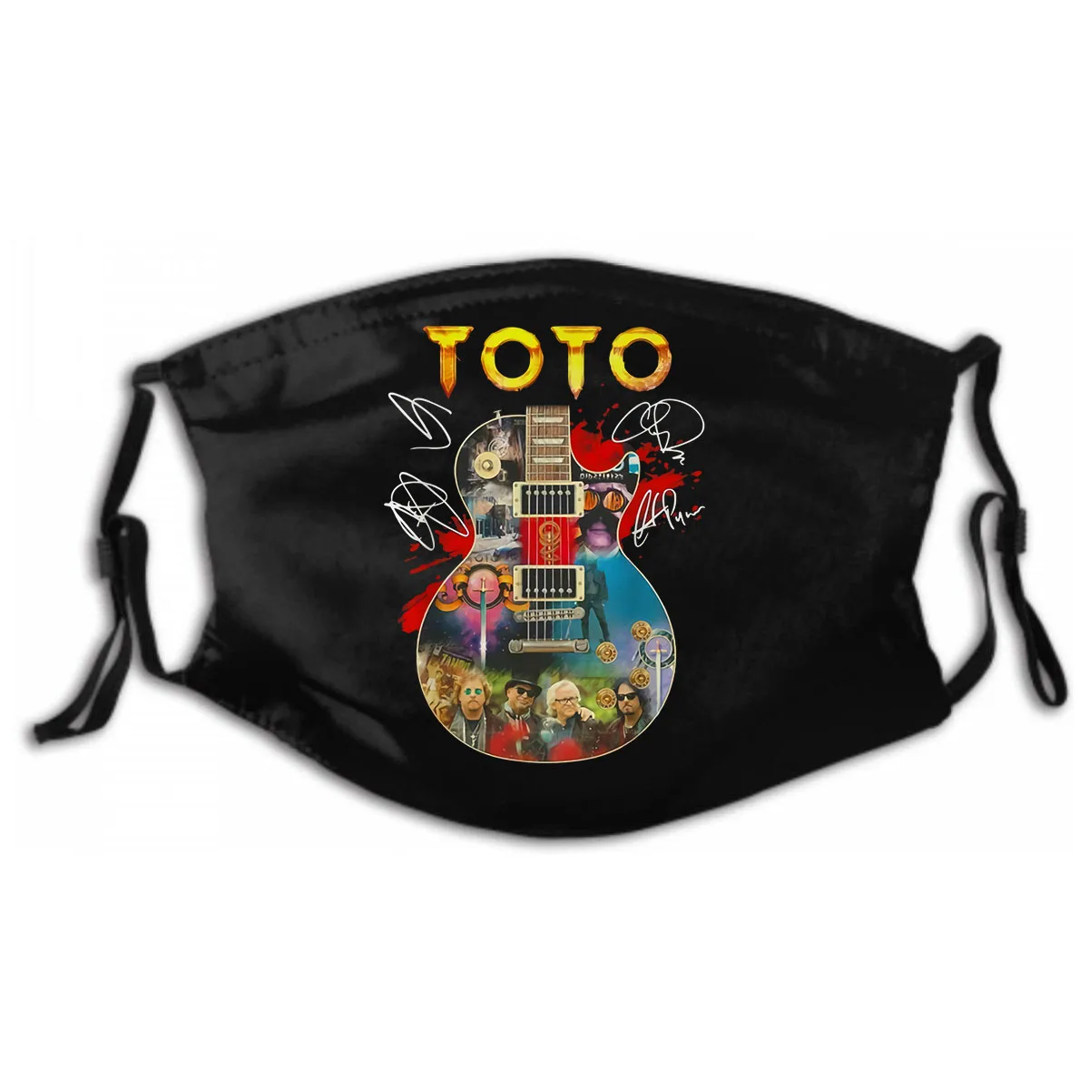 

Mask Washable Reusable Mask with Toto Band Guitar Signature PM2.5 Filters 5 Layers of Protection for Unisex Black