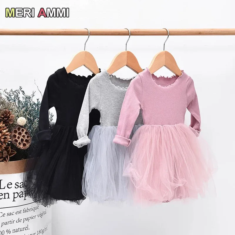 

MERI AMMI Kids Clothing Outfit Full Sleeve Mesh TuTu Daily Dress For 2-7 Year Kids
