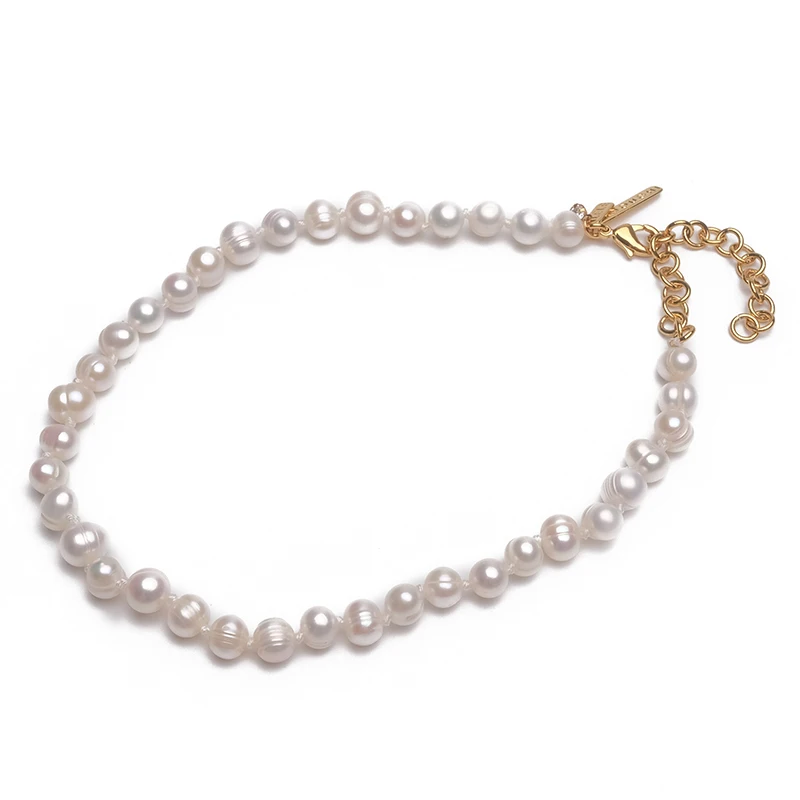 A Fashion pearl minimalist necklace - Окраска металла: A