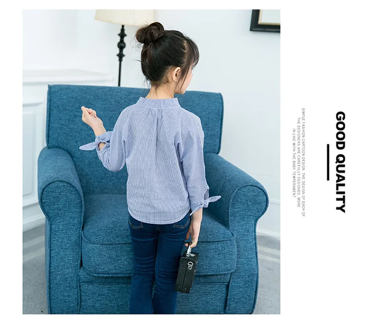 New Style Versatile Children Shirt Girls Autumn Clothing Long Sleeve Big Boy Children Striped Shirt Childrenswear