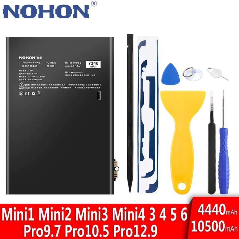 Аккумулятор NOHON для iPad Pro 9.7 10.5 12.9 дюйма Mini 1 2 3 4 5 6 Air сменный литий-полимерный