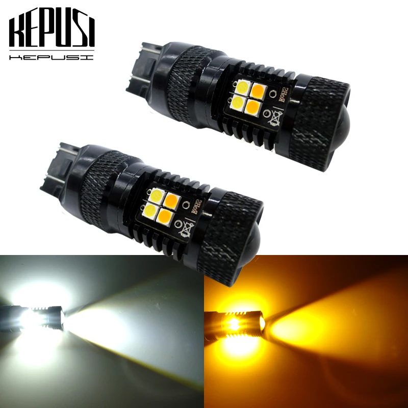 

2x T20 7443 W21/5W Car LED Auto Brake DRL Turn Signal Light Switchback Color White Yellow Light For Honda Mazda Chevrolet Suzuki