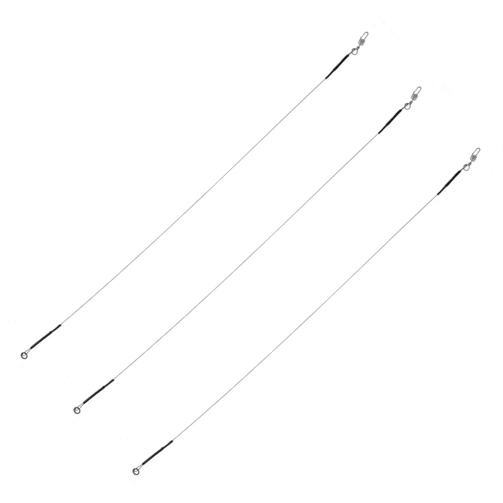 

3Pcs Fishing Wire Leaders With Swivels And Snaps, High-Strength Line Leaders
