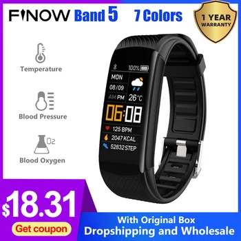 

In Stock Finow Band 5 Smart Bracele 7 Color Temperature reloj Smartband Fitness Traker Sport Waterproof Smart Band 2020 New