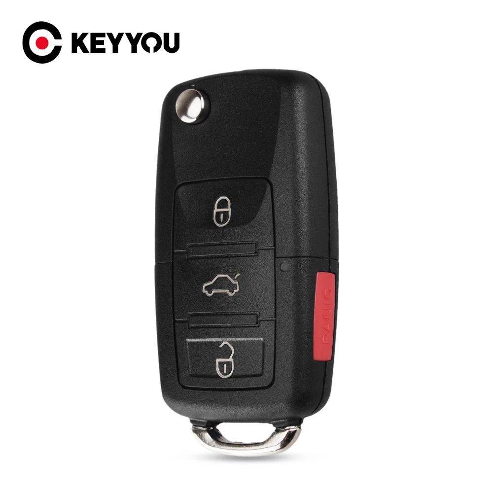 Складной автомобильный чехол KEYYOU с откидной крышкой и 4 кнопками 3 + 1 для Volkswagen Vw