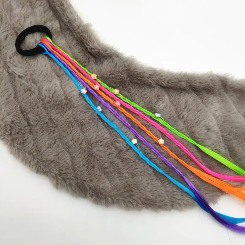 Girls Wig Hair Accessories Elastic Hairband Colorful Hair Lace Twist Braid String Children Headband Headwear 5