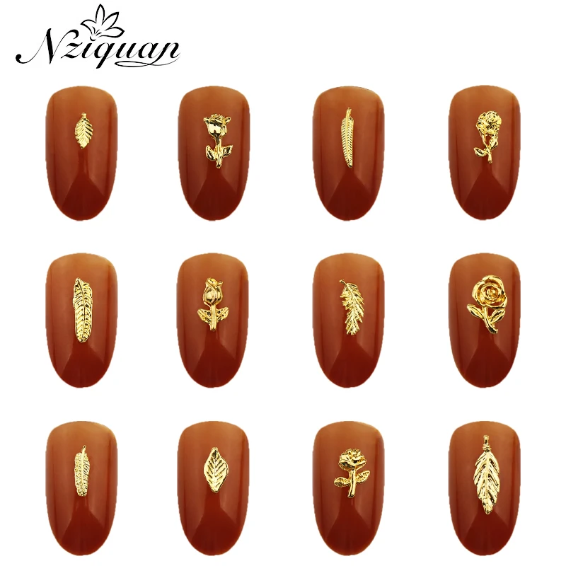 

NZIQUAN oval multicolor nail sticker charm geometric metal alloy ladies art nail decoration DIY nail decoration 20PCS