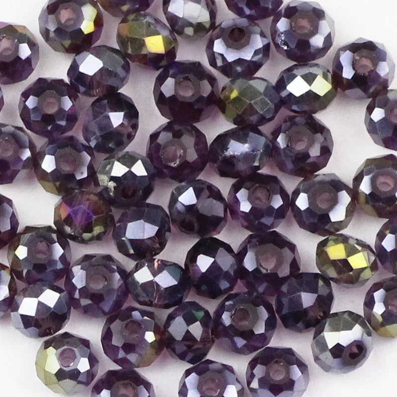 Violet HGKLBB бусины с австрийскими кристаллами Rondelle, 6 мм, 50 шт., Круглые граненые стеклянные бусины, бусины для рукоделия - Цвет: Violet