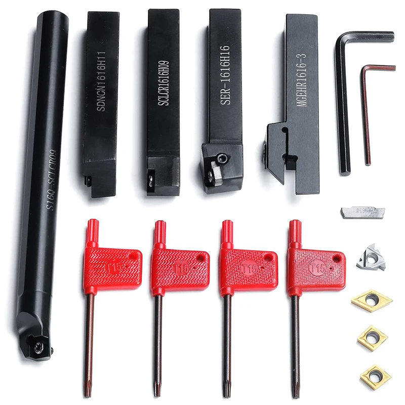 

5Pcs 16MM Shank Turning Holder Tool Set with Blade Wrench for Bench Lathe & CNC Turning Tool