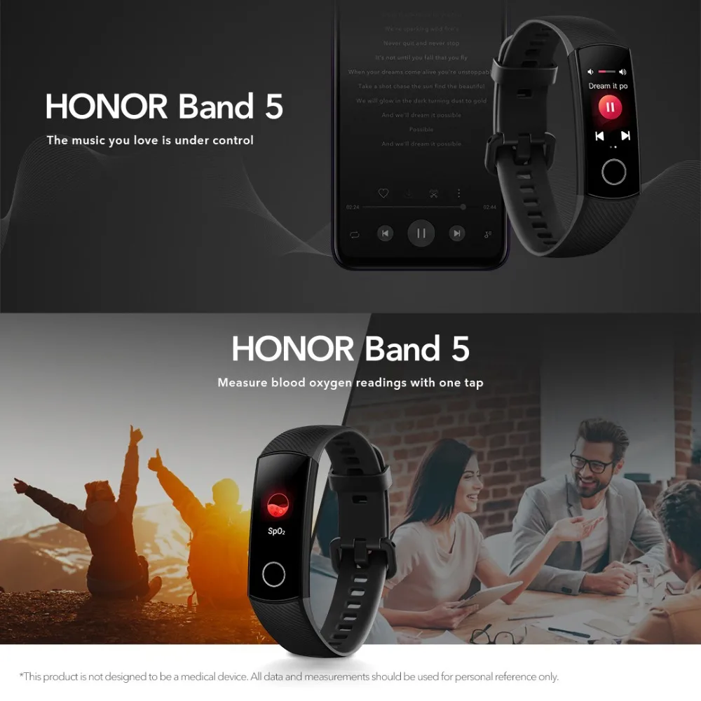 HUAWEI Honor Band 5 AMOLED Смарт Wirstband фитнес-браслет трекер пульсометр водонепроницаемый браслет Globle Версия