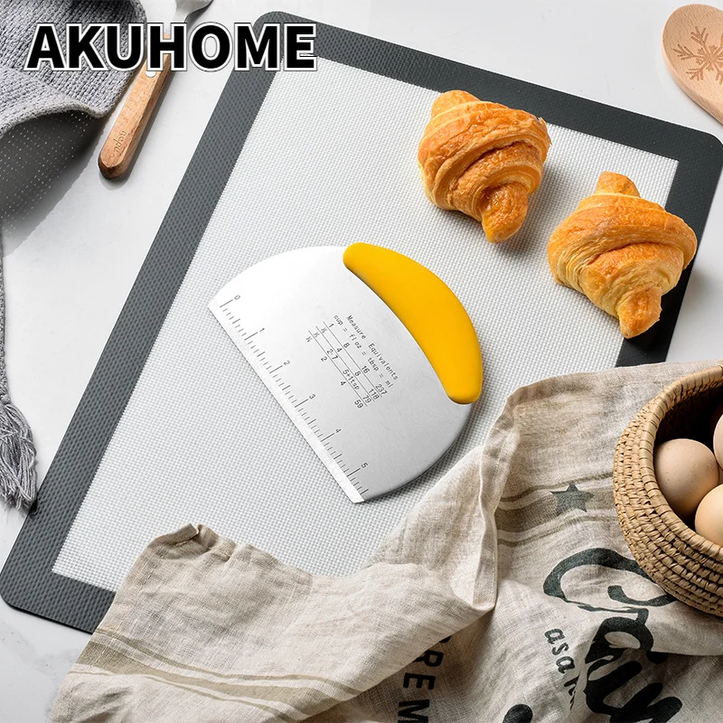 Stainless Steel Scraper Semi-circular Thickened Dough Cutter With Scales Baking Tools | Дом и сад