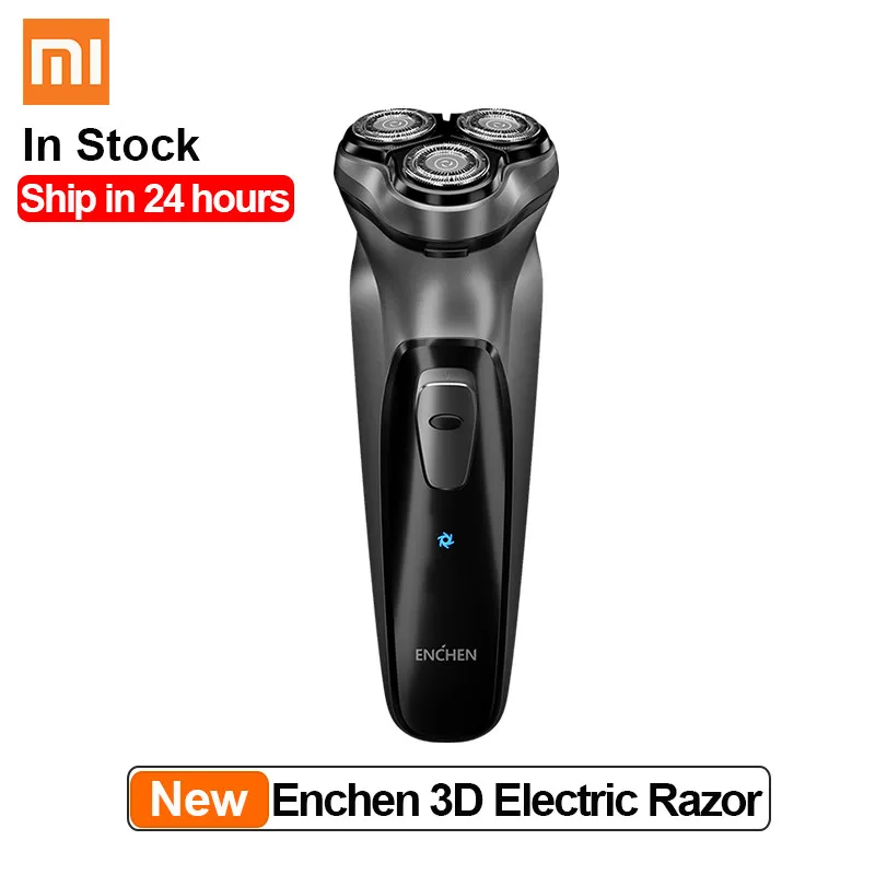 Xiaomi Enchen черный камень 3D электробритва 3 плавающие блокировки защиты Перезаряжаемые бороды бритва триммер Тип с портом типа C для Для мужчин - Цвет: Черный