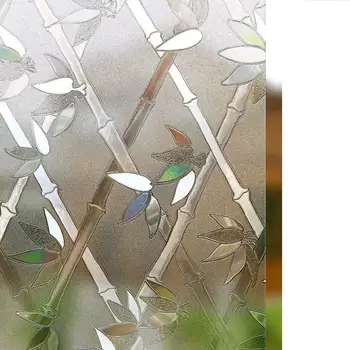 

Bamboo Pattern Glass Sticker Home Decoration Privacy Protection Sun-Blocking 3D Laser Non-Adhesive Static Cling Muti-Size Film