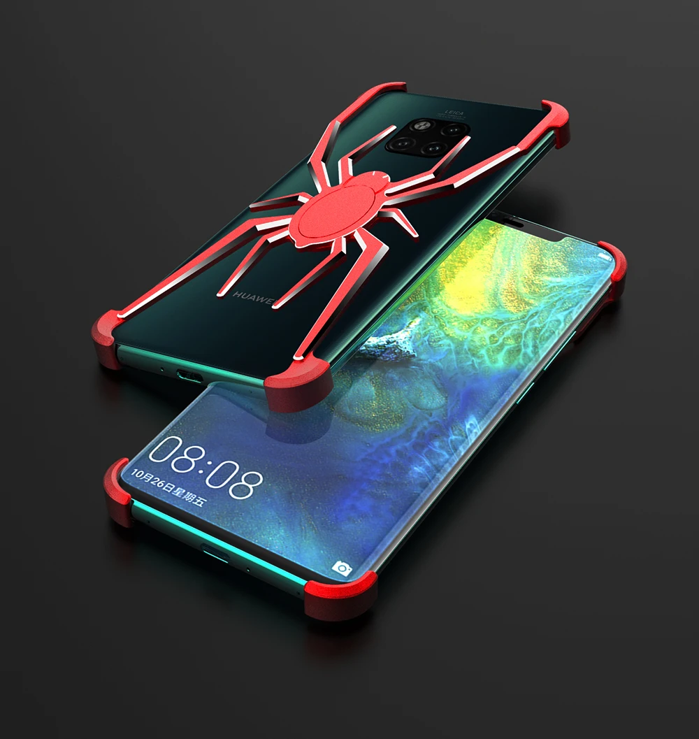 Алюминиевый чехол с пауком для huawei mate 20 mate20pro P30 Pro vivo X27 IQOO, противоударный металлический бампер из сплава, чехол