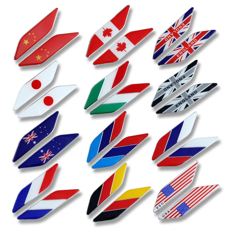 2pc Car decoration scratches metal decorative body stickers 3D car stickers for personality flag Italy France German flag
