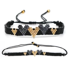 Shinus 10 шт./лот Miyuki Браслеты Для женщин Pulsera Mujer Moda 3DHeart Браслеты ювелирные изделия браслет летние любителей пляжного отдыха ручной работы