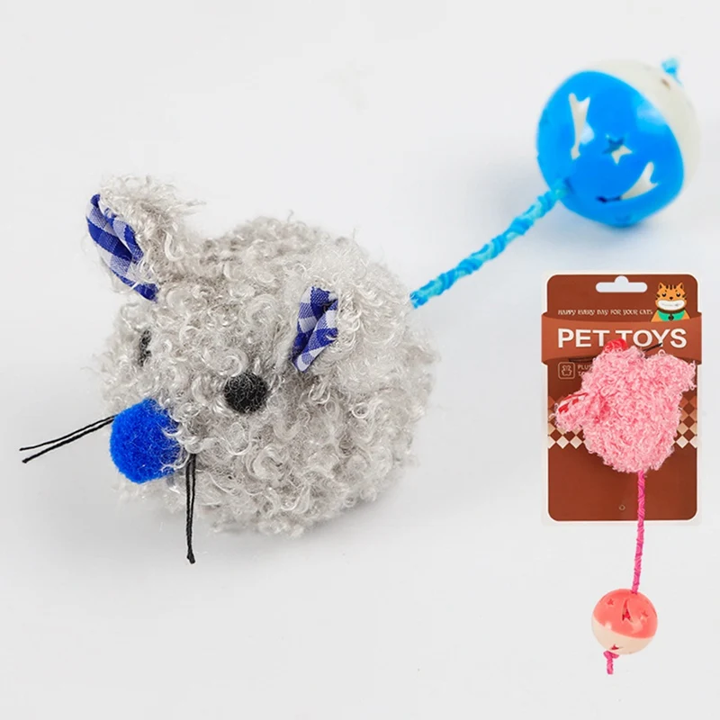Игрушка для кошек и мышек, плюшевая мягкая мышка с пластиковым колокольчиком, Интерактивная игрушка для питомцев, игрушка для кошек, игрушка-прорезыватель, товары для домашних животных