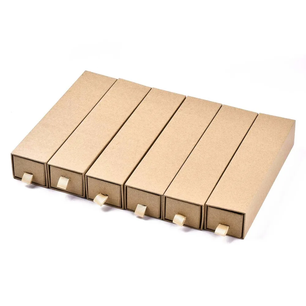 6pcs 24x6x5cm Rectangle Cardboard Jewelry Boxes with Sponge Inside for Necklace & Ring Gift Packing Box