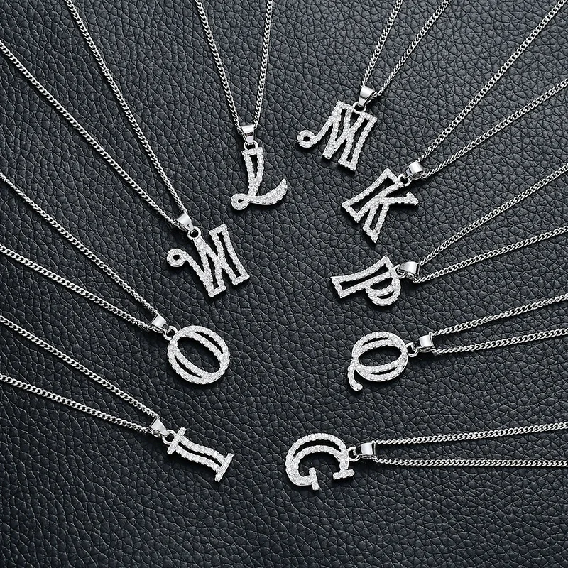 

MESTILO 2019 Classical Alphabet 26 Letters Pendant Necklace For Lady Women Gold Sliver Cubic Zirconia Crystal Charm Jewelry Gift