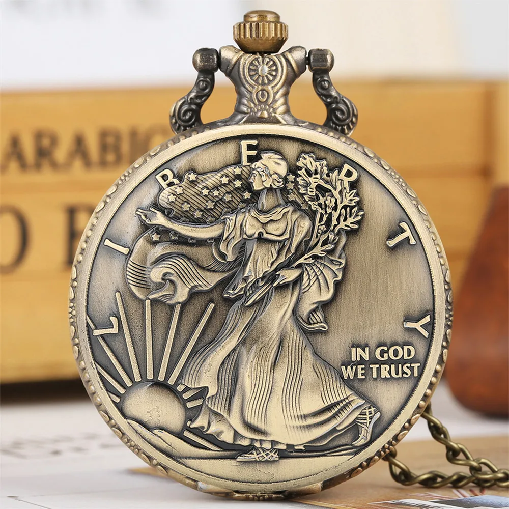 Rilievo Bronzo Quarzo Orologi Da Tasca Collana Tasca Catena Pendente Antico Raccogliere Orologio Regali Uomo Donna