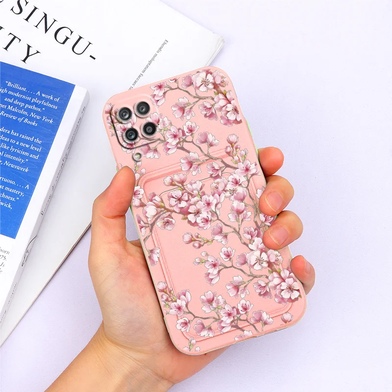 For Samsung Galaxy A12 Case Wallet Card Slot Holder Phone Cover Silicone Soft TPU Back Cases For Samsung A 12 6.5'' Flower Couqe silicone cover with s pen Cases For Samsung