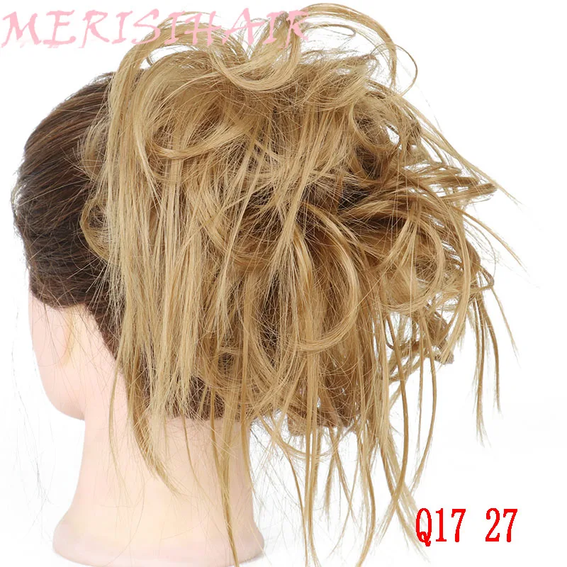 MERISI волосы грязные булочки взъерошенные волосы эластичная лента шиньон волосы кудрявые резинки Updo покрытие синтетические волосы для женщин - Цвет: Q17 27