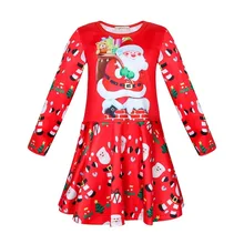 Платья для маленьких девочек; рождественское платье с принтом Санта-Клауса; детское рождественское платье с длинными рукавами и рисунком единорога; Рождественская одежда для малышей