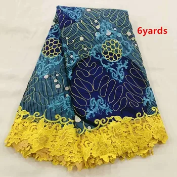 

good quality print wax cloth with guipure lace fabric newest african wax cloth lace for clothes sewing JFJUN2310