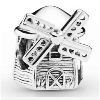 

New 925 Sterling Silver Bead Charm Vintage Windmill Beads Fit Bracelet Bangle Diy Jewelry