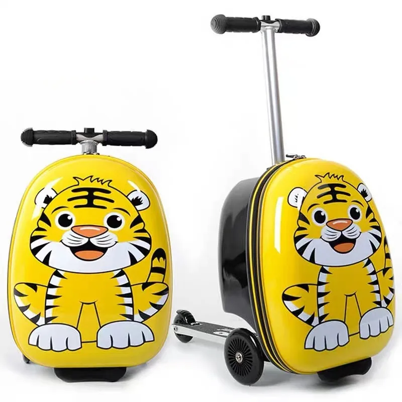 

18" Kids Scooter Rolling Suitcase Lazy Trolley Case Skateboard Luggage for Children's Travel Suitcase on Wheels Baby Luggage