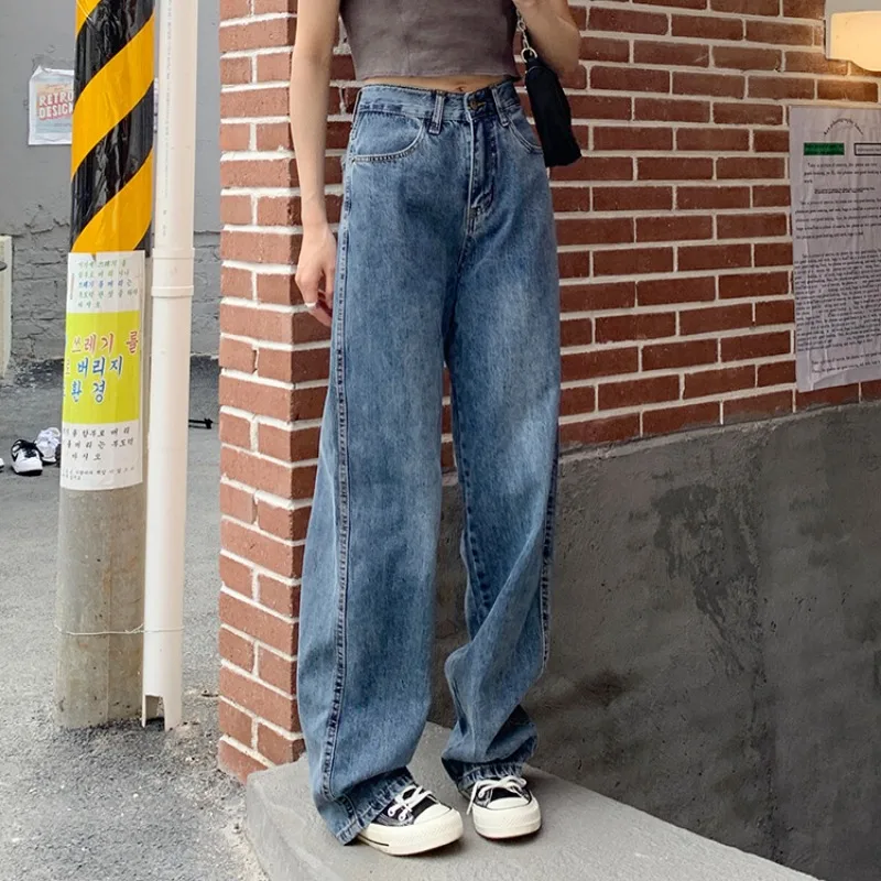 

ZCSMLL Summer wide-leg jeans women's summer straight-leg pants high-waisted thin loose women trousers 2022 summer tide