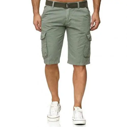 Light Blue Новые мужские армейские камуфляжные штаны с несколькими карманами, популярные спортивные товары, повседневные свободные шорты, пояс с пятью точками - Цвет: Light Blue
