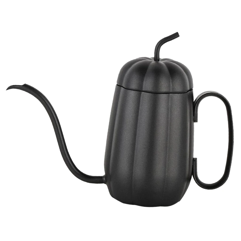 450ml Drip Pot Gooseneck Pour Over Coffee Kettle 304 Stainless Steel Silver Black 2 Colors