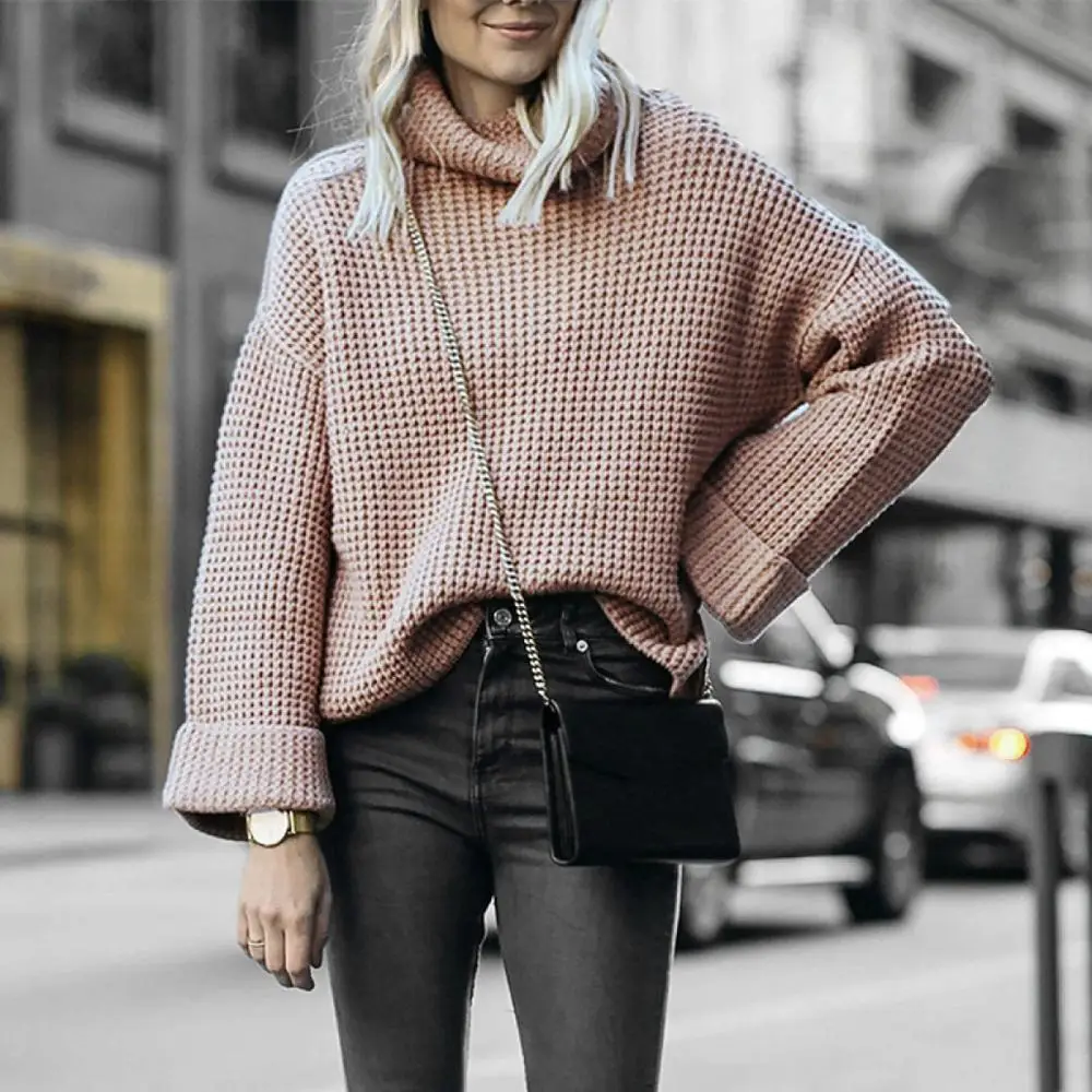 Autumn Winter Women Knitted Turtleneck Cashmere Sweater 2020 Casual Basic Pullover Jumper Batwing Long Sleeve Loose Tops